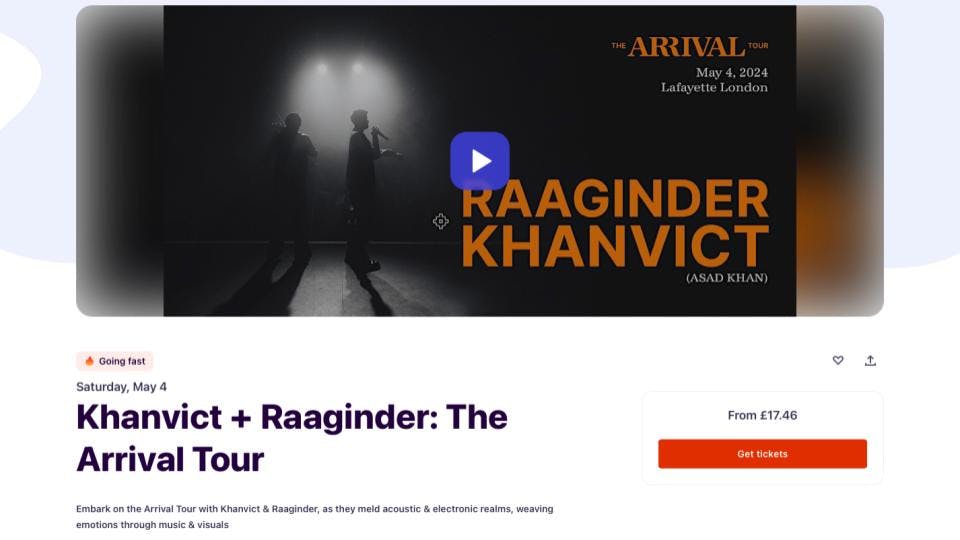 A screenshot of Khanvict and Raaginder's duo ticket sales site marketed on b00st.com